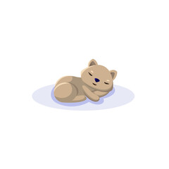 sleeping wombat cartoon animal curled up. Flat vector illustration isolated.