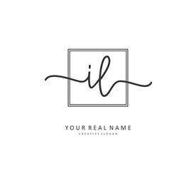 IL Initial letter handwriting and signature logo. A concept handwriting initial logo with template element.