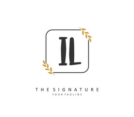 IL Initial letter handwriting and signature logo. A concept handwriting initial logo with template element.