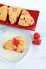 Freshly homemade baked strawberry scones