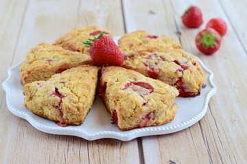 Freshly homemade baked strawberry scones