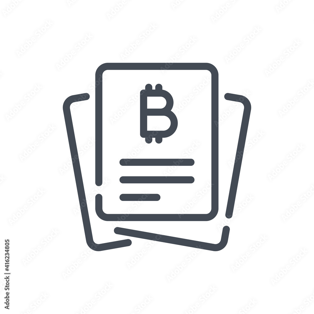 Poster bitcoin information line icon. report and document with bitcoin info vector outline sign.
