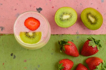 strawberry kiwi smoothie. Healthy breakfast fruit smoothie