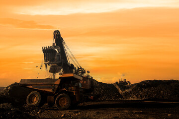 Coal mining. The truck transporting coal, Thailand.