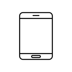 Tablet minimalistic line icon in black, on isolated on white background. Simple gadget sign or illustration. Trendy flat style logo for app, graphic design, Web site, ui, ux. Vector EPS 10