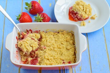 Strawberry Crumble. Dessert Baking Idea