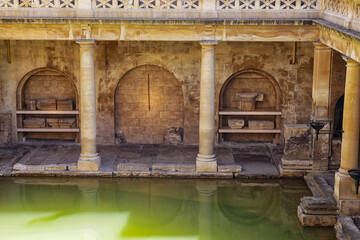 Great Bath at the Roman Baths In Bath, England