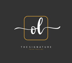 OL Initial letter handwriting and signature logo. A concept handwriting initial logo with template element.