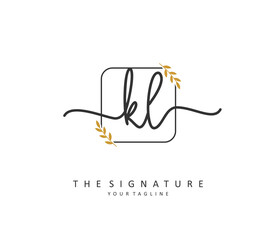 KL Initial letter handwriting and signature logo. A concept handwriting initial logo with template element.