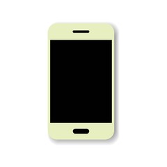 Smartphone flat line icon. Mobile phone with shadow illustration, cellphone sign on white background. Telephone device symbol art. Gadget phone logo. For website, ui, ux, infographic. Vector EPS 10