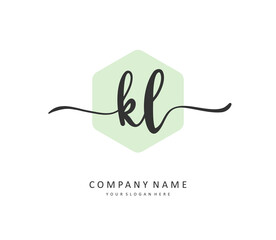 KL Initial letter handwriting and signature logo. A concept handwriting initial logo with template element.