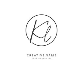 KL Initial letter handwriting and signature logo. A concept handwriting initial logo with template element.