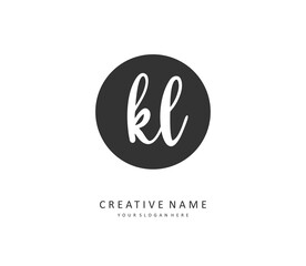 KL Initial letter handwriting and signature logo. A concept handwriting initial logo with template element.