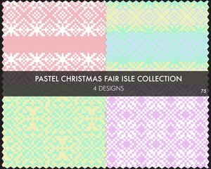 Pastel Christmas Fair Isle Seamless Pattern Collection