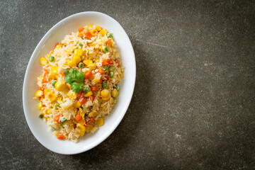 fried rice with mixed vegetable (carrot, green bean peas, corn) and egg