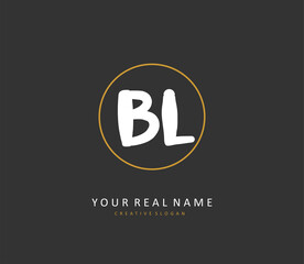 BL Initial letter handwriting and signature logo. A concept handwriting initial logo with template element.