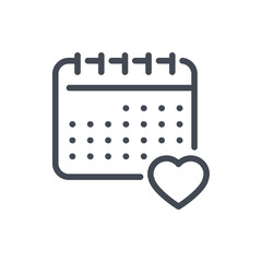 Like timetable line icon. Calendar with heart vector outline sign.