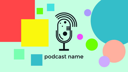 ABSTRACT TEMPLATE PODCAST MICROPHONE FLAT COLOR LIQUID DESIGN BACKGROUND VECTOR. GOOD FOR COVER DESIGN, BANNER, WEB,SOCIAL MEDIA