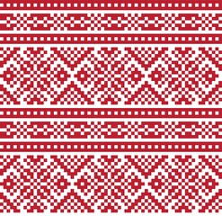 Red Christmas Fair Isle Seamless Pattern Background