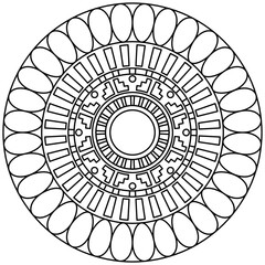 Simple Mandala Shape for Coloring. Vector Mandala. Floral. Flower. Oriental. Coloring Book Page. Outline.
