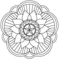 Simple Mandala Shape for Coloring. Vector Mandala. Floral. Flower. Oriental. Coloring Book Page. Outline.
