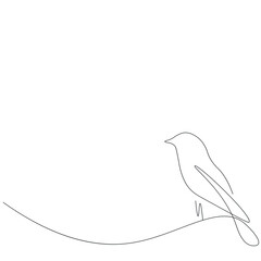 Bird animal silhouette line drawing, vector illustration
