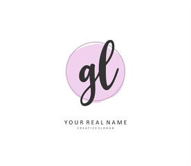 GL Initial letter handwriting and signature logo. A concept handwriting initial logo with template element.