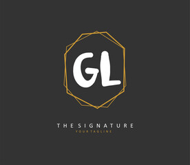 GL Initial letter handwriting and signature logo. A concept handwriting initial logo with template element.