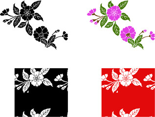 平安有職文様_枝桜（えだざくら）_タイル