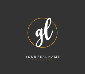 GL Initial letter handwriting and signature logo. A concept handwriting initial logo with template element.