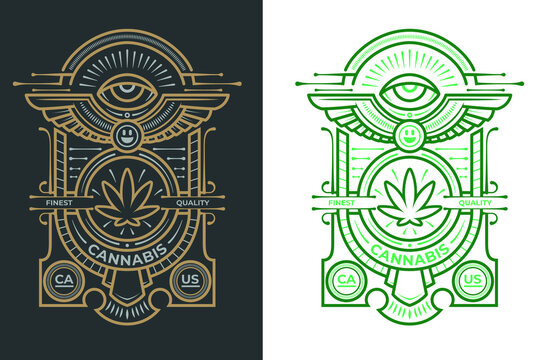 Cannabis label beautyful illustration element