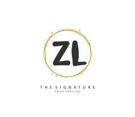 ZL Initial letter handwriting and signature logo. A concept handwriting initial logo with template element.