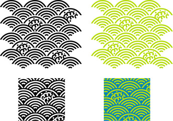 平安有職文様_青海波（せいがいは）02_タイル