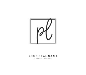 PL Initial letter handwriting and signature logo. A concept handwriting initial logo with template element.