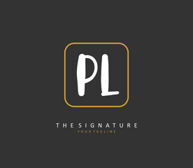 PL Initial letter handwriting and signature logo. A concept handwriting initial logo with template element.