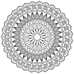 Simple Mandala Shape for Coloring. Vector Mandala. Circular. Flower. Oriental. Coloring Book Page. Outline.
