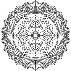 Fototapeta premium Simple Mandala Shape for Coloring. Vector Mandala. Circular. Flower. Oriental. Coloring Book Page. Outline. 
