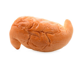 Freshly baked bread, big loaf of brown on white background, food concept