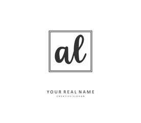 AL Initial letter handwriting and signature logo. A concept handwriting initial logo with template element.