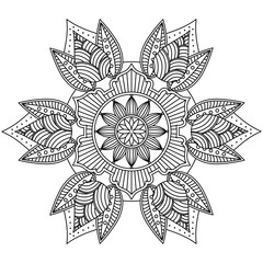 Simple Mandala Shape for Coloring. Vector Mandala. Circular. Flower. Oriental. Coloring Book Page. Outline.
