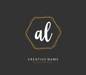 AL Initial letter handwriting and signature logo. A concept handwriting initial logo with template element.