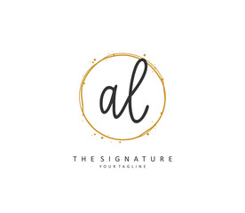 AL Initial letter handwriting and signature logo. A concept handwriting initial logo with template element.