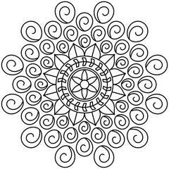 Simple Mandala Shape for Coloring. Vector Mandala. Circular. Flower. Oriental. Coloring Book Page. Outline.
