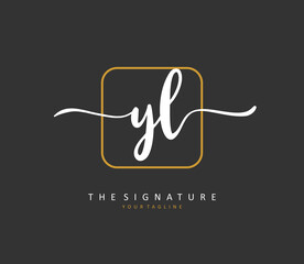 YL Initial letter handwriting and signature logo. A concept handwriting initial logo with template element.