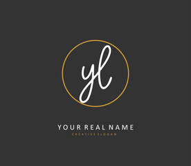 YL Initial letter handwriting and signature logo. A concept handwriting initial logo with template element.