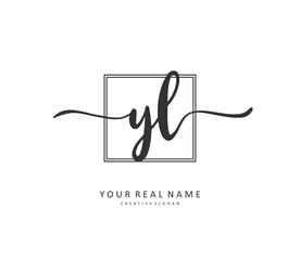 YL Initial letter handwriting and signature logo. A concept handwriting initial logo with template element.