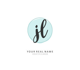 JL Initial letter handwriting and signature logo. A concept handwriting initial logo with template element.