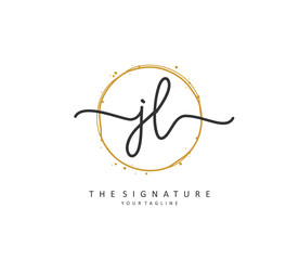 JL Initial letter handwriting and signature logo. A concept handwriting initial logo with template element.