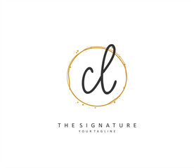 CL Initial letter handwriting and signature logo. A concept handwriting initial logo with template element.