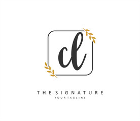 CL Initial letter handwriting and signature logo. A concept handwriting initial logo with template element.